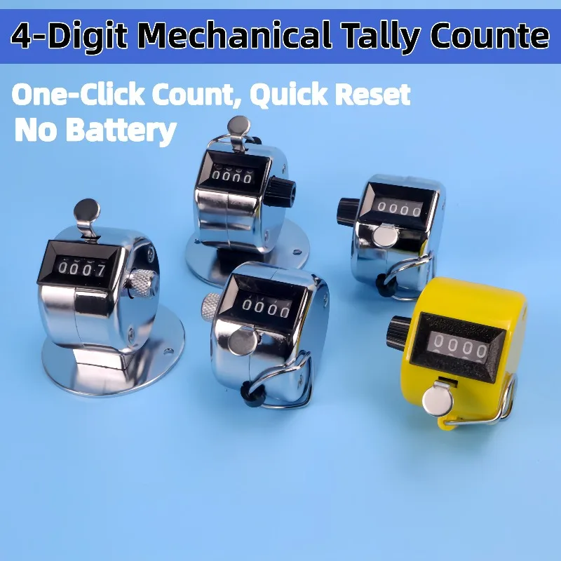 NEW Digital Hand Tally Counter Manual Counting Golf Clicker Training Counter 4 Digit Number Hand Held Tally Counter Mini Mechani
