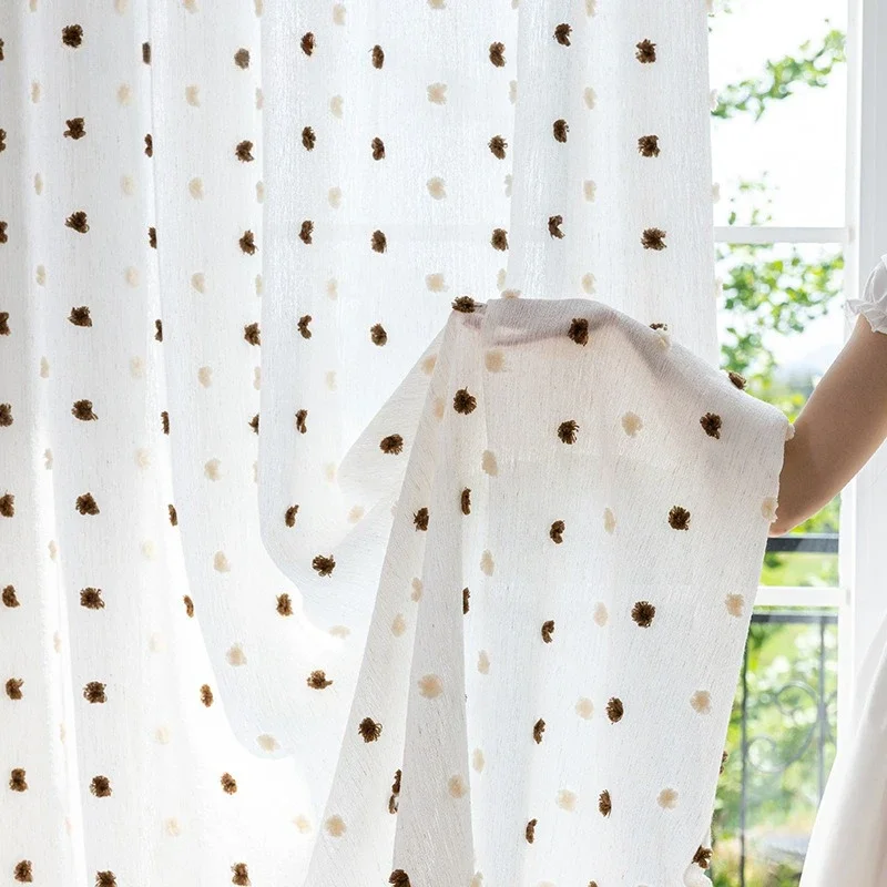 Custom Size Sheer Curtain French Minimalist White Sheer for Floor‑to‑Ceiling Window Living Room Bedroom Bay Cute Style Decor