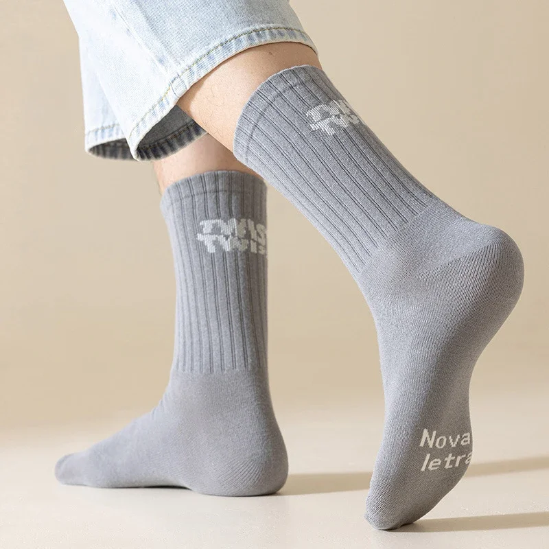 

Men Socks Cotton Mid Calf Socks for Men Sports Letter Print Stockings Breathable Comfortable Stockings All Match Socks for Men