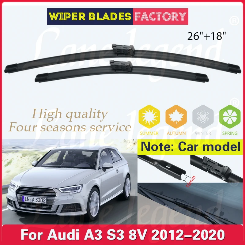 For Audi A3 S3 8V 2012 - 2020 Car Accessories Front Windscreen Wiper Blade Brushes Wipers 2020 2019 2018 2017 2016 2015 26