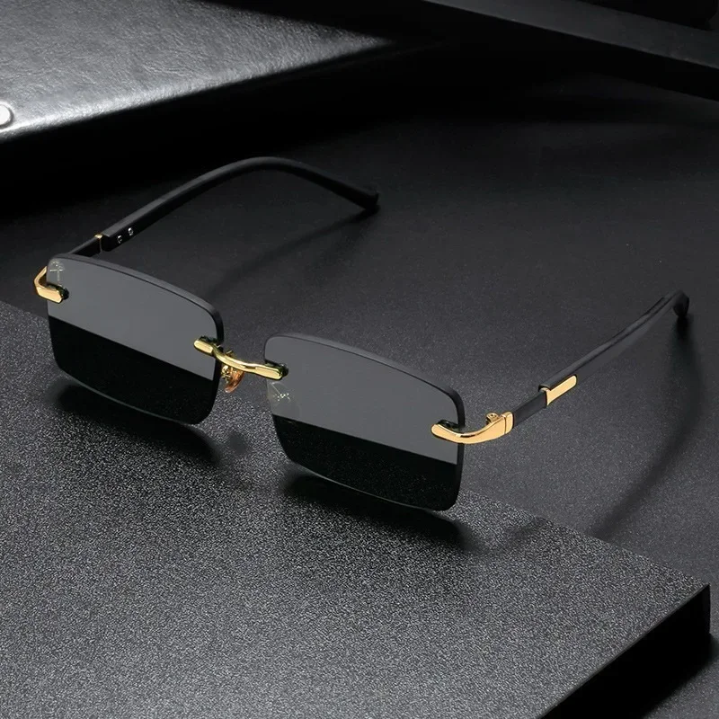 Retro Sonnenbrille Männer Marke Designer Mode Randlose Sonnenbrille Shades Schneiden Objektiv Damen Rahmenlose Brillen