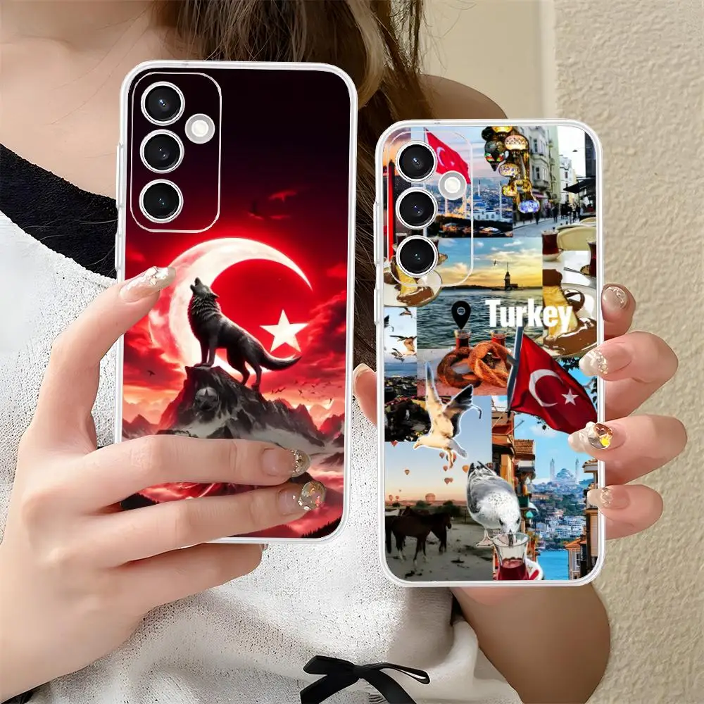 เคสโทรศัพท์มือถือลายธงชาติตุรกี สำหรับ Samsung Galaxy S25 S24 S23 S22 S21Plus FE Ultra  แบบใส สีสวย ดีไซน์สวยงาม