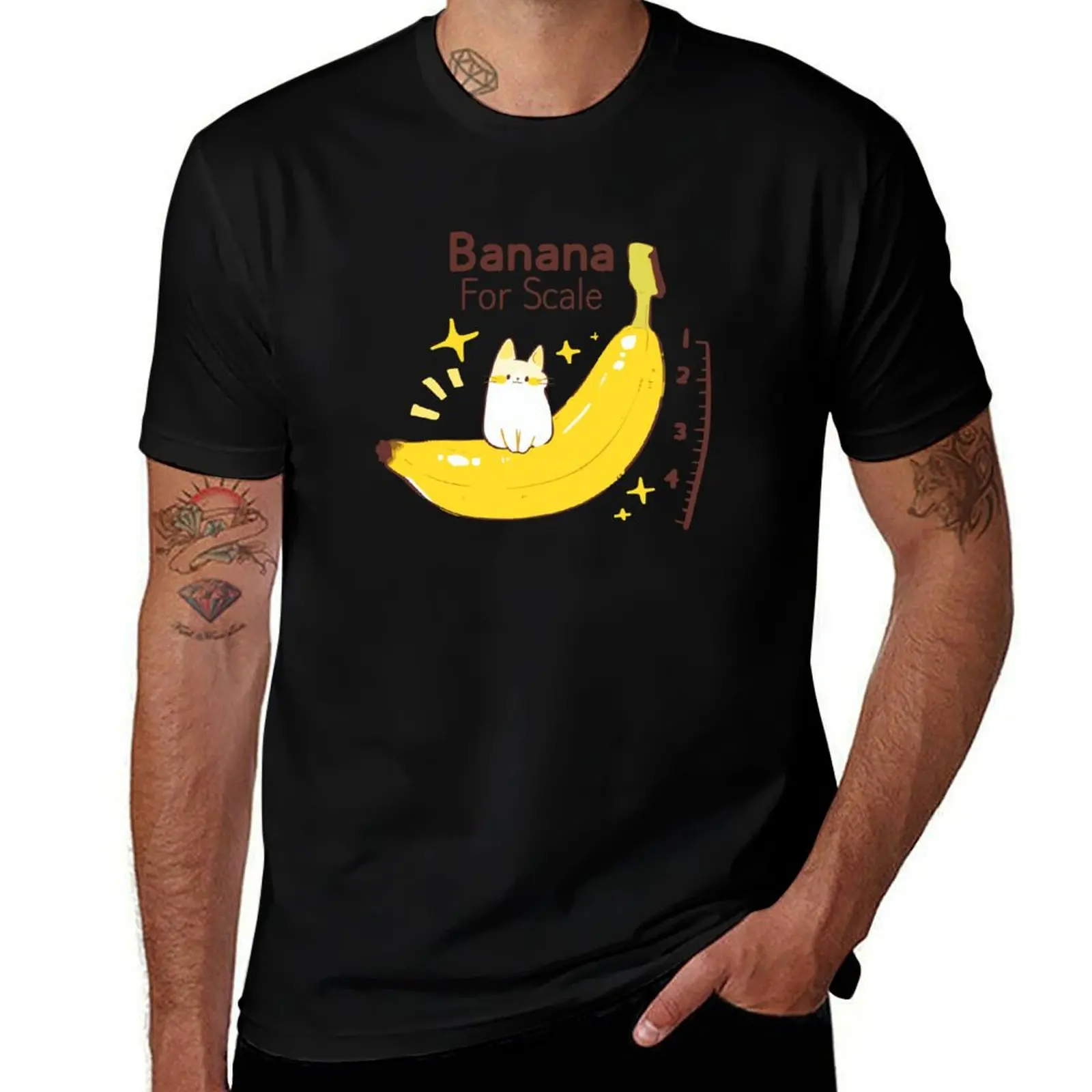 Cat Banana For Scale T-Shirt Big and Tall Basic Tee Shirt T-Shirt