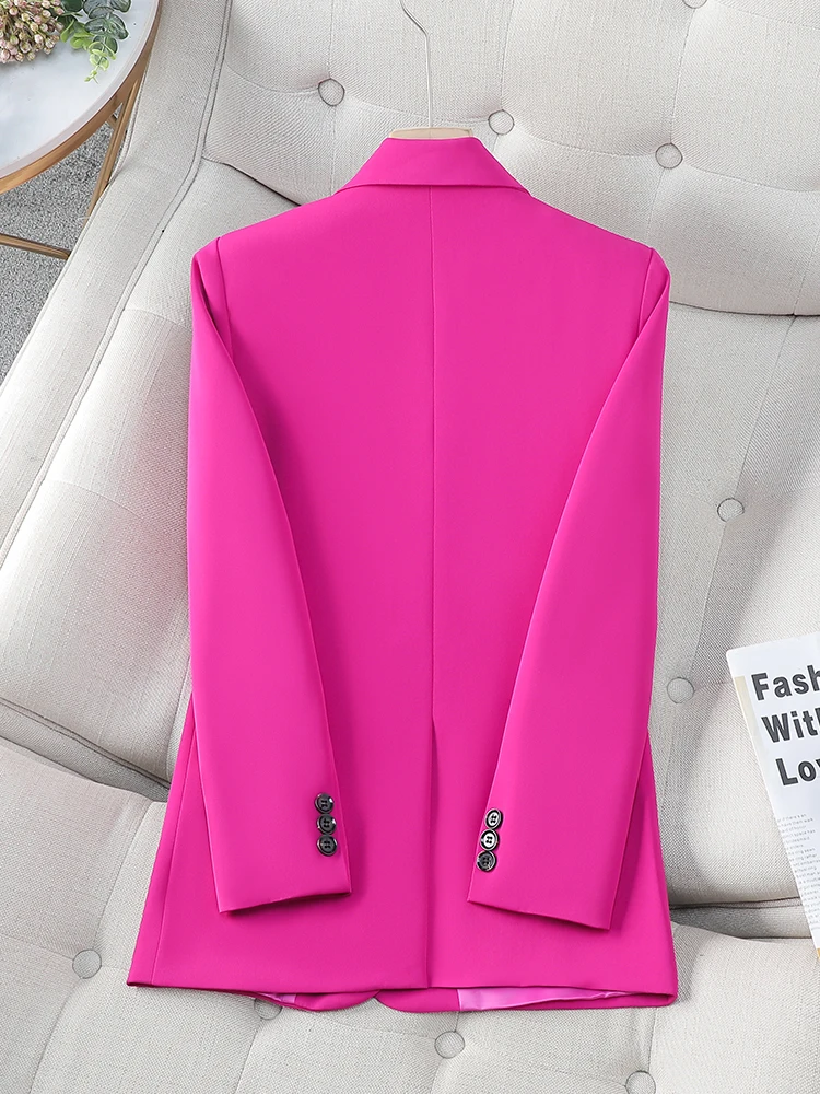 Autumn Winter Long Sleeve Outwear Blazer Women Pink Black Brown Female Single Button Solid Ladies Jacket Coat For Work Wear