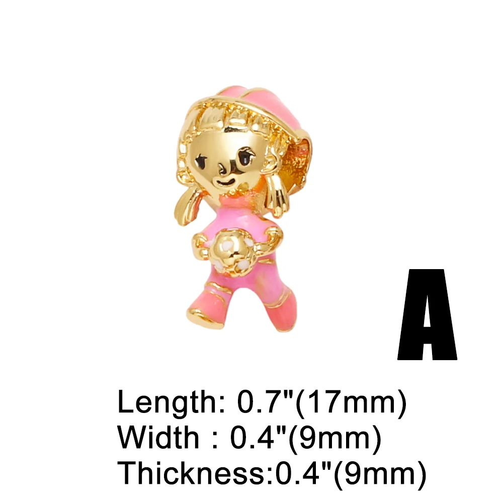 OCESRIO Fashion Enamel Sports Girl Boy Charms for Bracelet Copper Gold Plated Mushroom Palm Jewelry Making Supplies chma300