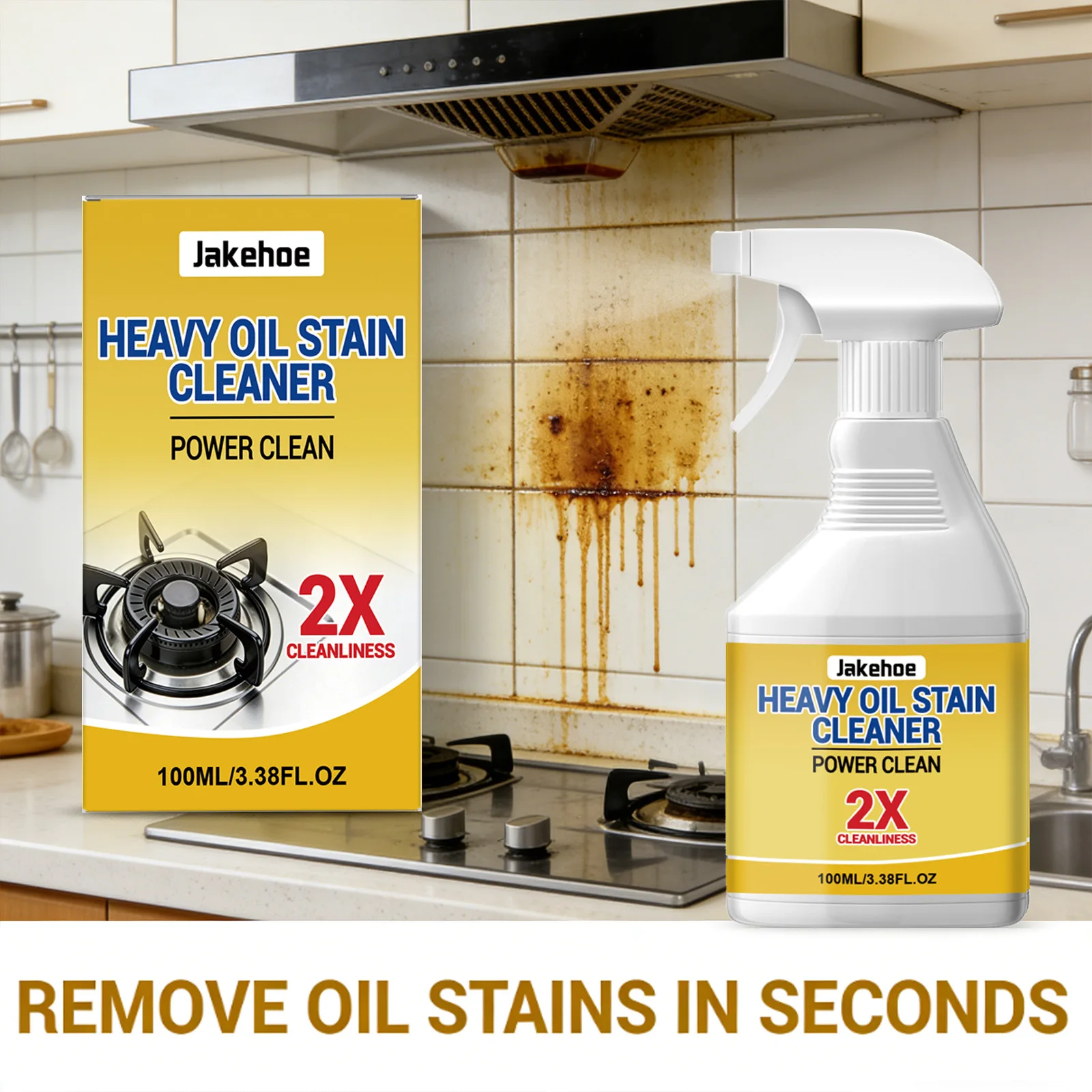 Heavy Oil Stain Cleaner Penetrate Stubborn Oil Stains Decompose Grease Fragrance Fresh Air Restore Luster Kitchen Cleaning Spray