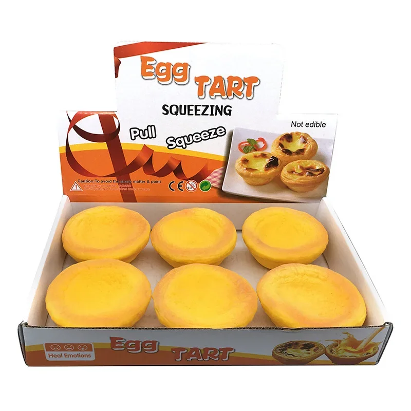 6PCS  French style simulation egg tarts, cream cakes, TPR bread, food toys, decompression, kneading, and fun