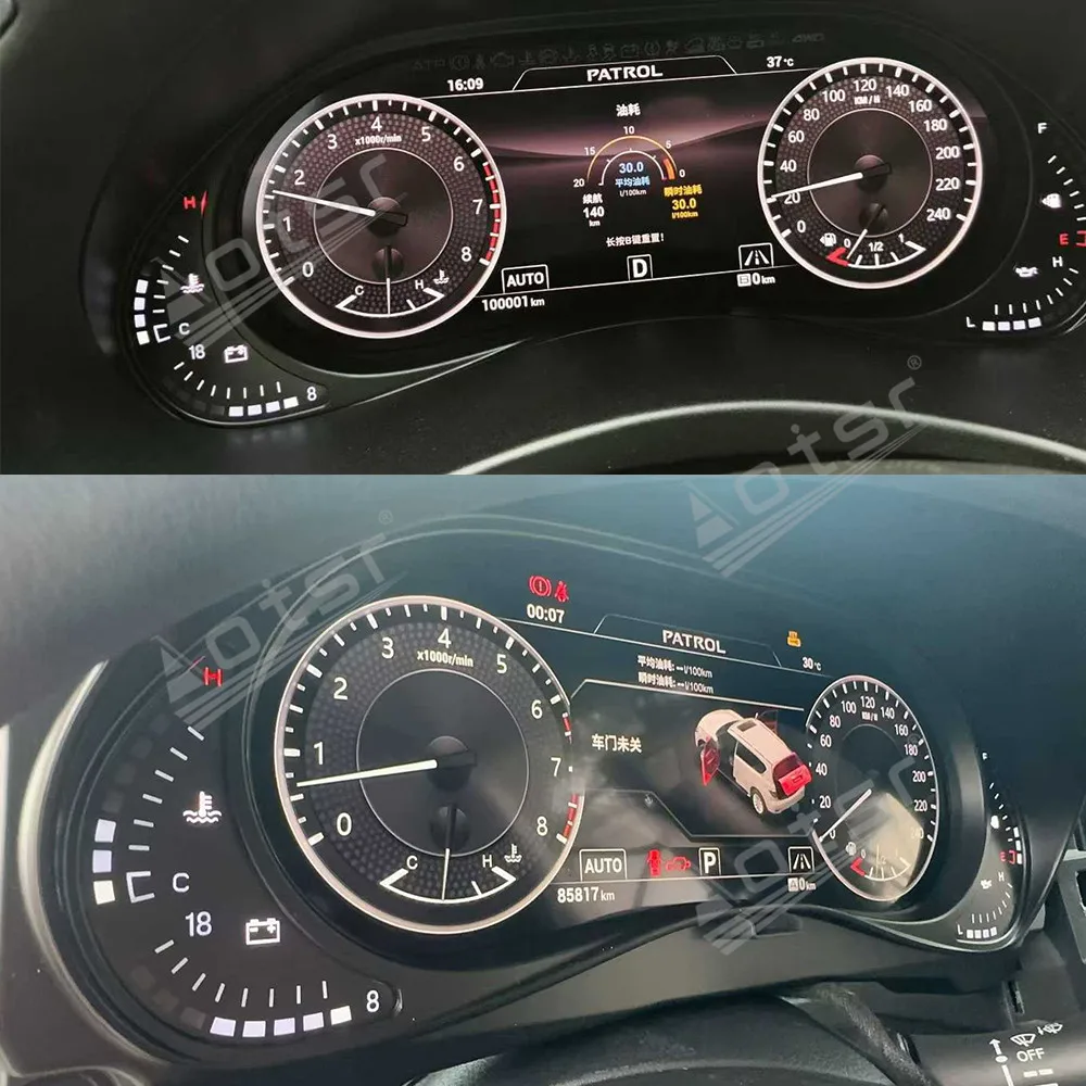 12.1 inch Digital Cluster Odometer Screen For Nissan Patrol Y62 2010-2021 LCD Player Dashboard Speed Meter Panel Car Accessories