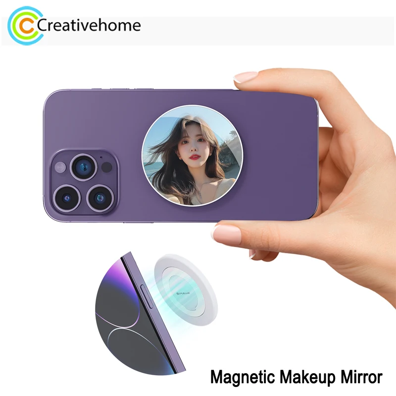 PULUZ MagSafe Magnetic Makeup Mirror Smartphone Rear Camera Video Selfie Mirror For iPhone 12 13 14 15 16 Pro Max