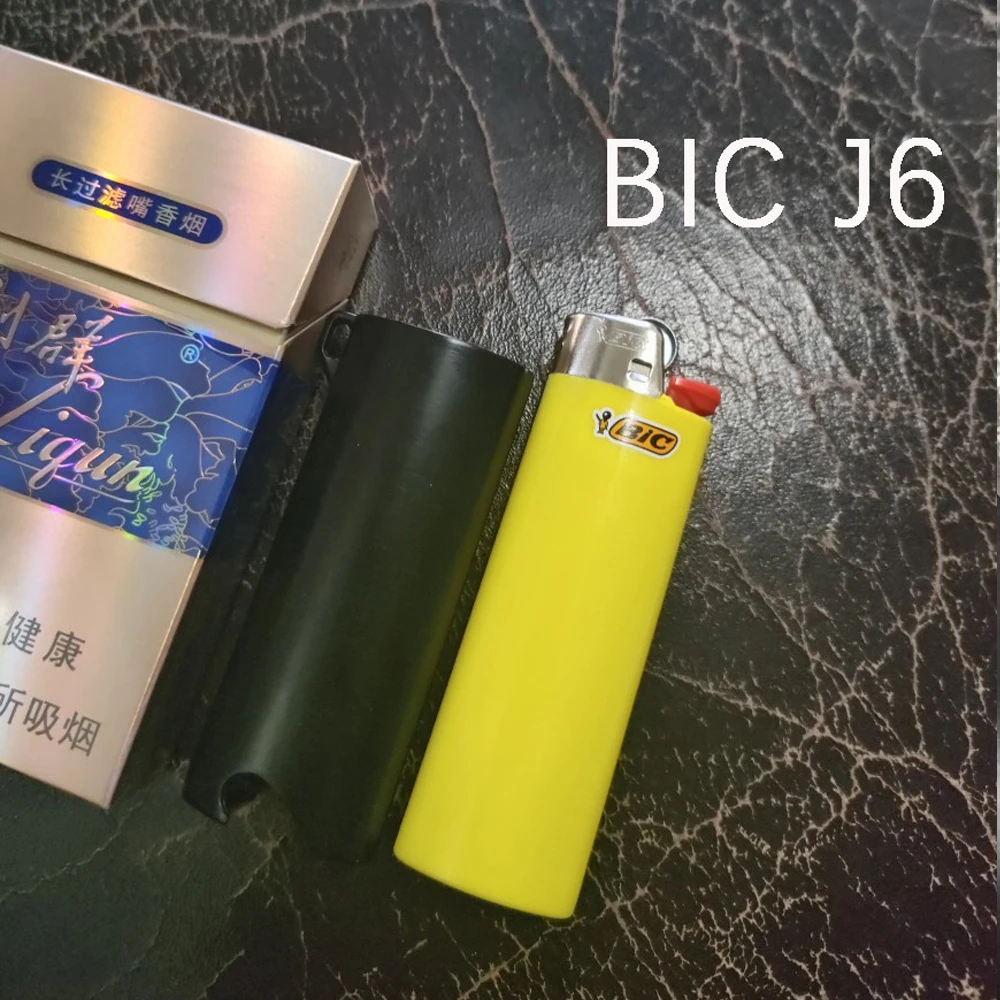 Black Metal Case for BIC J6 Large Lighter Decorative Shell Protective Cover with Beer Bottle Opener New Design