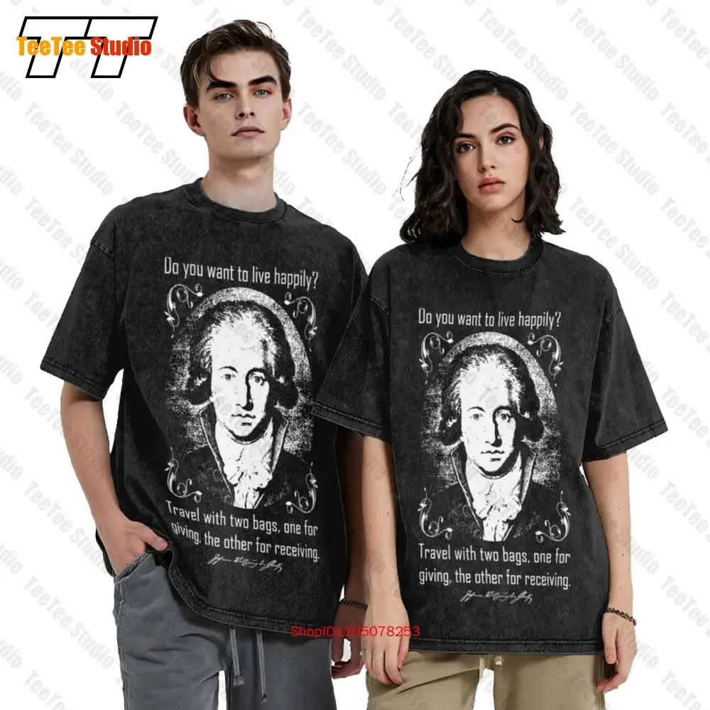 Goethe Do You Want To Live Happily Johann Wolfgang Von Goethe Quote Vintage Oversized T-Shirt 5X1D