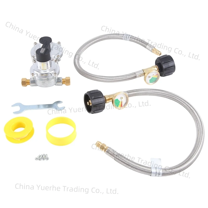 1Set Heavy Duty 2-Tank 2-Stage Auto Changeover LP Propane Gas Regulator With Gauge