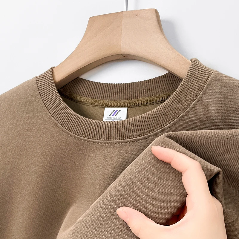 

Новинка весны и осени 2025, мужская толстовка с круглым вырезом, пуловер из чистого хлопка, свободная футболка с длинными рукавами, базовая рубашка, модный бренд