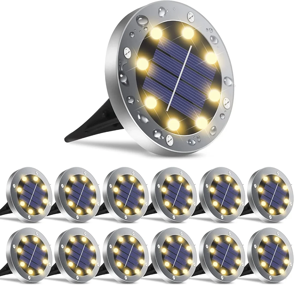 

12Pcs Solar Outdoor Lights, Waterproof Solar Pathway Lighting Decor for Garden Lawn, Patio , Yard, Driveway, Step and Walkway