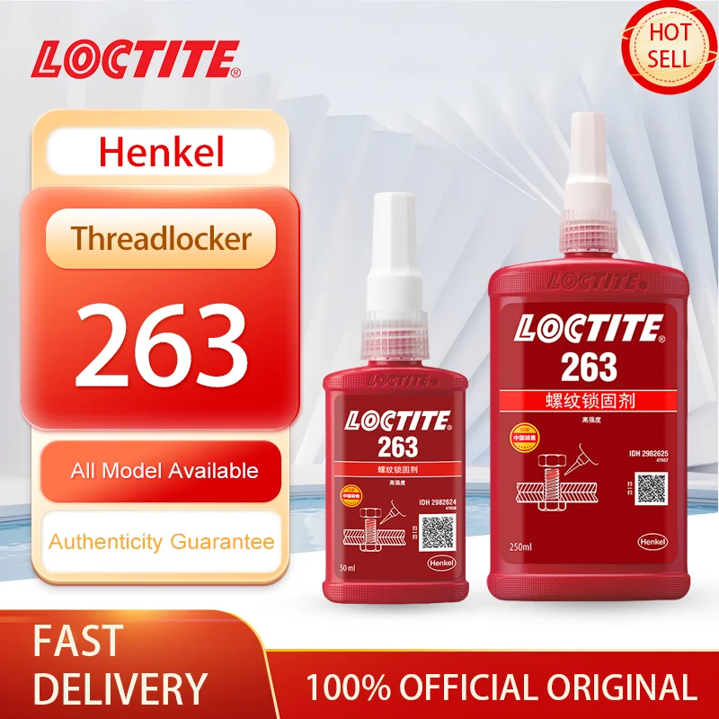 100% الأصلي لوكتايت 263 المسمار الغراء الأحمر عالية القوة Threadlocker اللاهوائية الغراء المسمار المثبت
