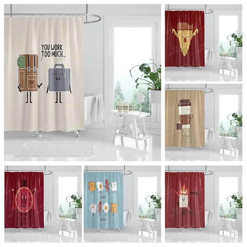 

Waterproof fabric shower curtain Bathroom curtain accessories 180x200 Bath curtain for shower 240*200 cartoon cute decor 240x200