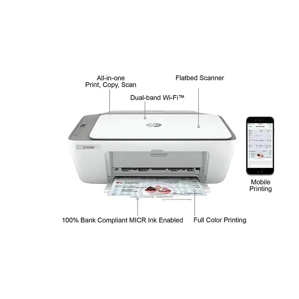 new product DeskJet 2755 MX MICR Check Printer and VersaCheck Presto Check Printing Software Bundle, White new product