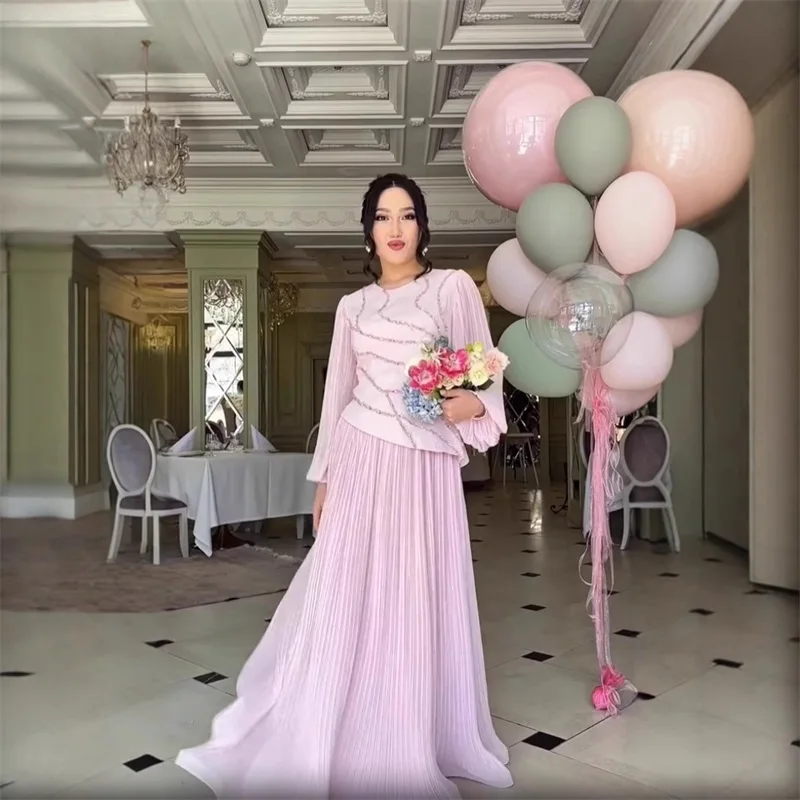 

Розовый женский костюм и юбка, комплект из 2 предметов: блейзер + платье для выпускного вечера, осенние длинные халаты с длинными рукавами, торжественное театрализованное вечернее платье для свадьбы