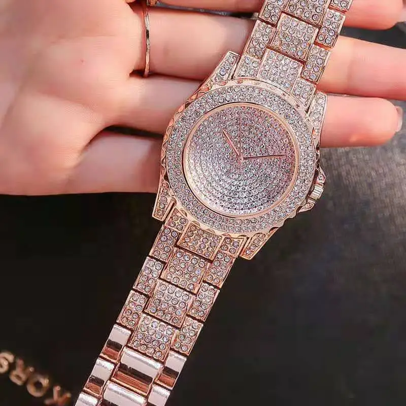 Watches for Women Iced Out Diamond Watch Quartz Rhinestone Cuban Watches CZ Blinged Out Watch Clock Gift wholesale Relogio Reloj