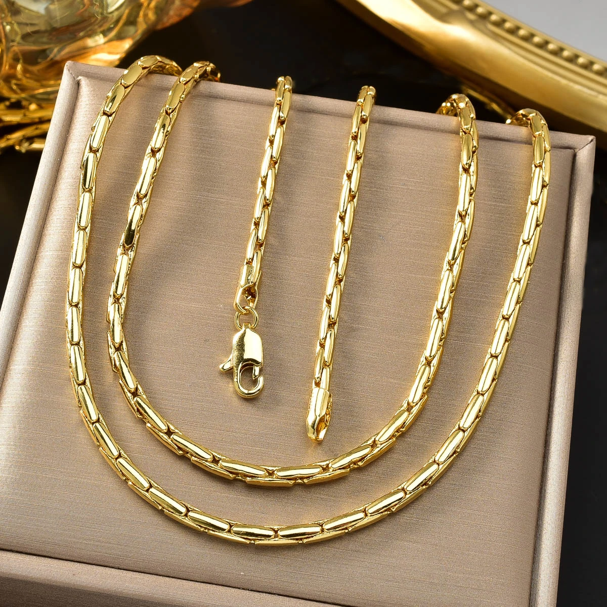Hiphop Punk Curb Cuban Link Chain Necklace for Women Man Statement Gold Color Copper Necklace Fashion Wedding Engagement Jewelry