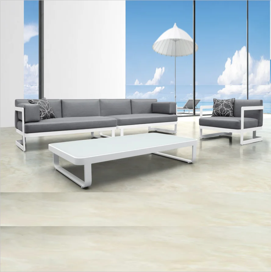 Modern outdoor indoor aluminum frame synthetic rattan combined garden terrace corner leisure seat living room