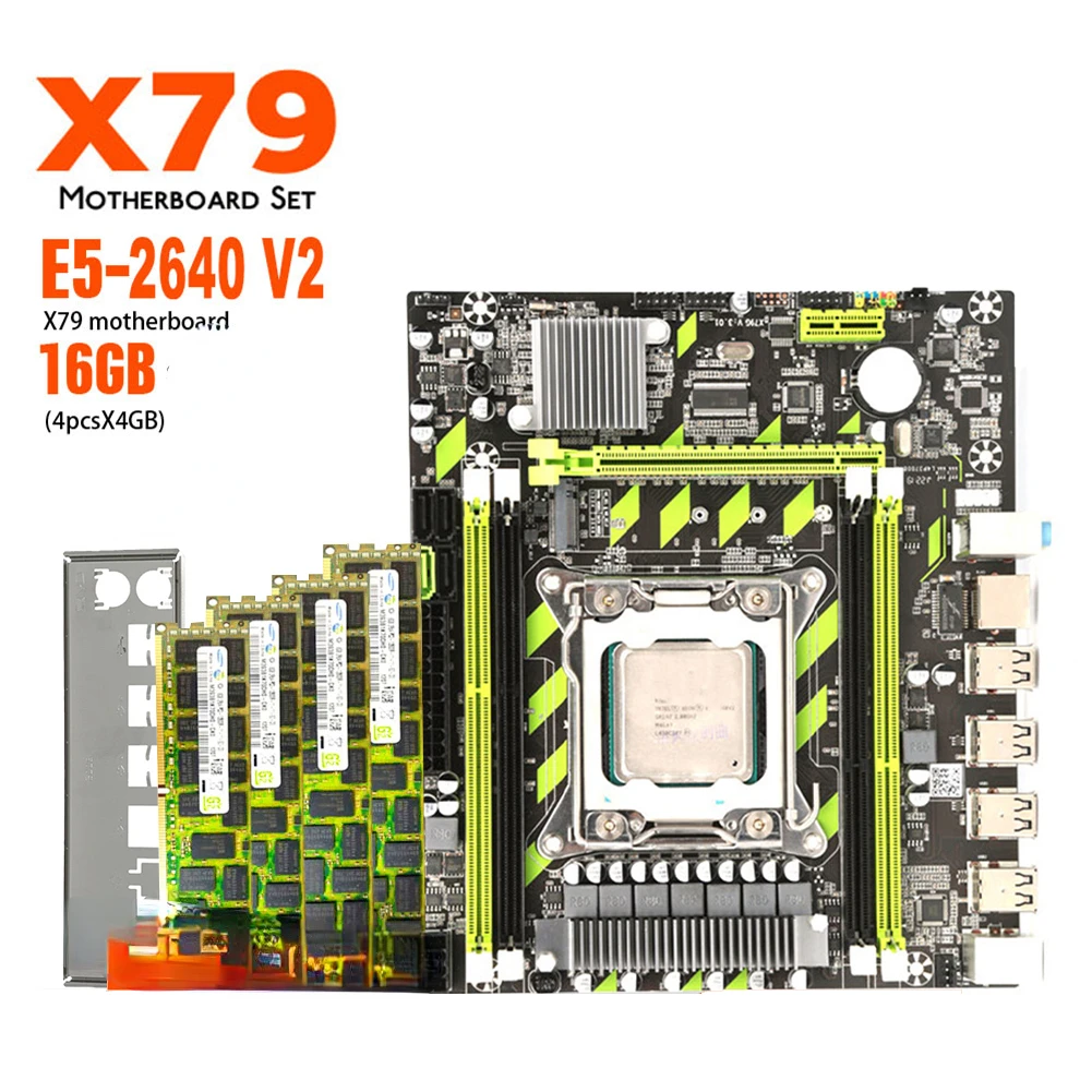 X79G x79 Motherboard LGA2011 Combos E5-2640 V2 E5 2640 V2 CPU 4pcs x 4GB = 16GB DDR3