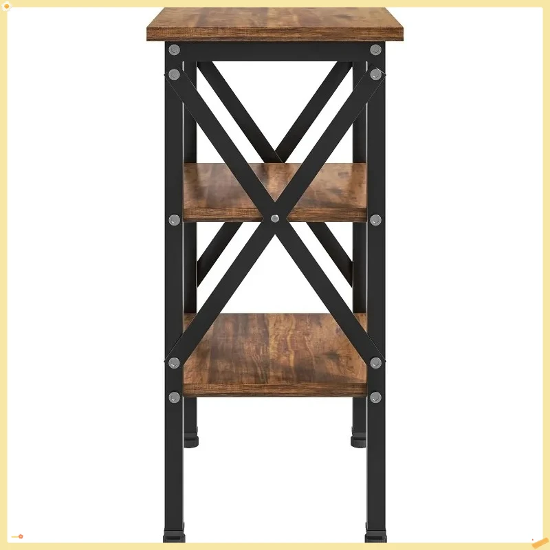 Conjunto de mesa final de 2, mesa de cabeceira, mesas auxiliares de sala de estar de 24" de altura, mesa lateral com prateleiras de armazenamento de 3 camadas