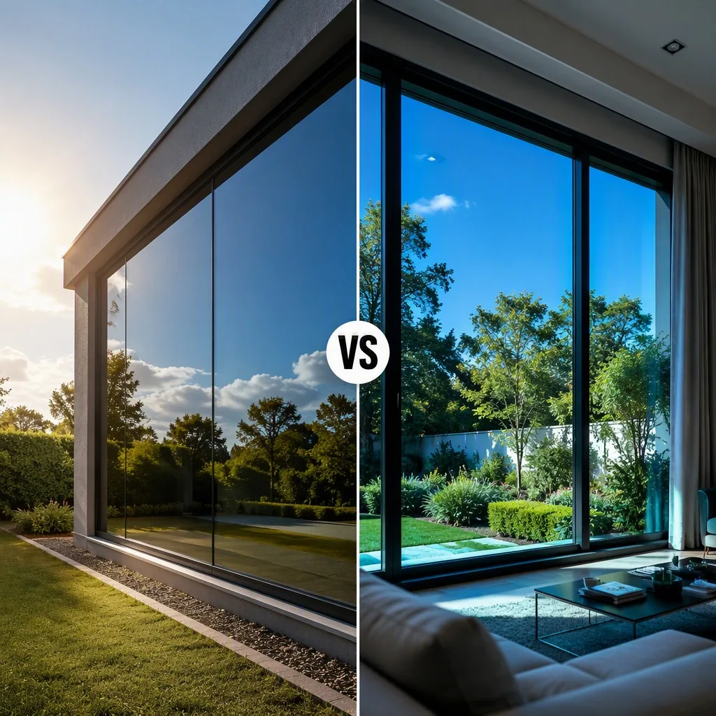 Light Blue One Way Mirror Privacy Window Film Self Adhesive UV Block Heat Control Reflective for Home Office Glass Door