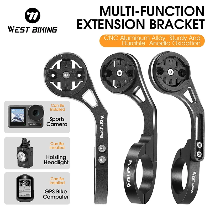 WEST BIKING Bicycle Computer Mount Holder Flashlight Dual Stand GPS Odometer Stopwatch Bike Mount Garmin Wahoo Gopro XOSS