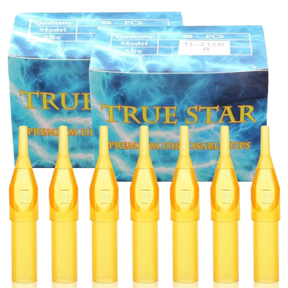 

100/50 шт. желтые одноразовые насадки для татуировки, пластиковые насадки для татуировки, насадки для трубок для игл для тату-машины