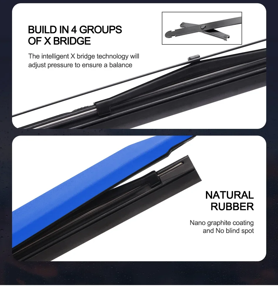 LNJING Wiper Blade For MG ZS Geely Boyue Pro Azkarra Farizon FX Tugella Okavango ICON EMGRAND Fiat 500 500X Grande Punto Ducato