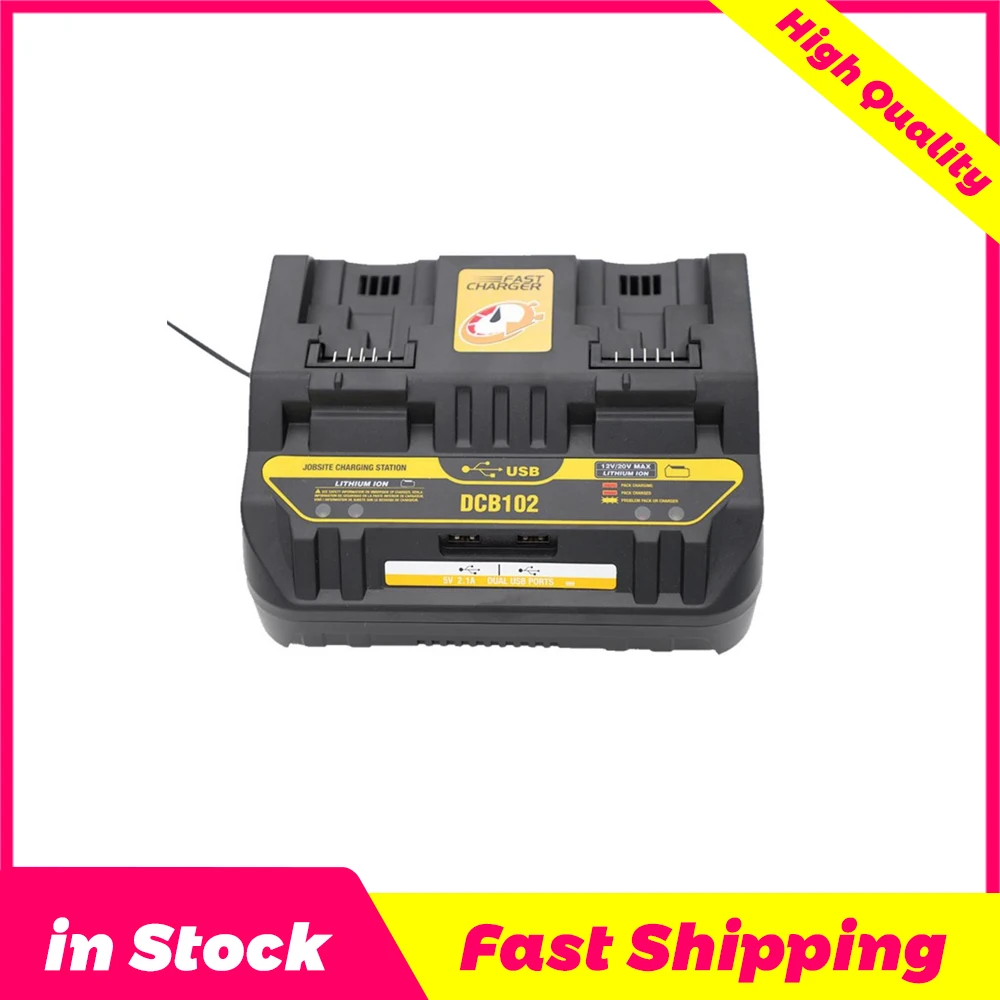 AAA+ DCB102 Li-ion Battery Charger with Dual USB Port 4A Fast Charger DCB200 DCB140 For Dewalt 14.4V 18V Battery Charger