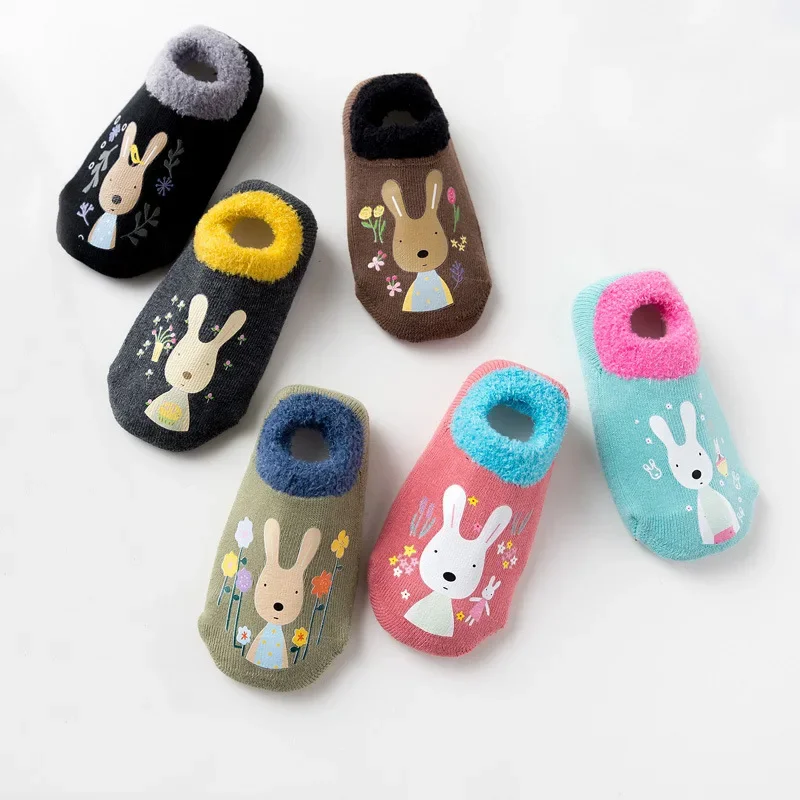 Autumn Winter Cotton Baby Boys Girls Low Cut Ankle Socks Rubber Slip-resistant Floor Socks Infant Kids Socks Spring Soft Shoes