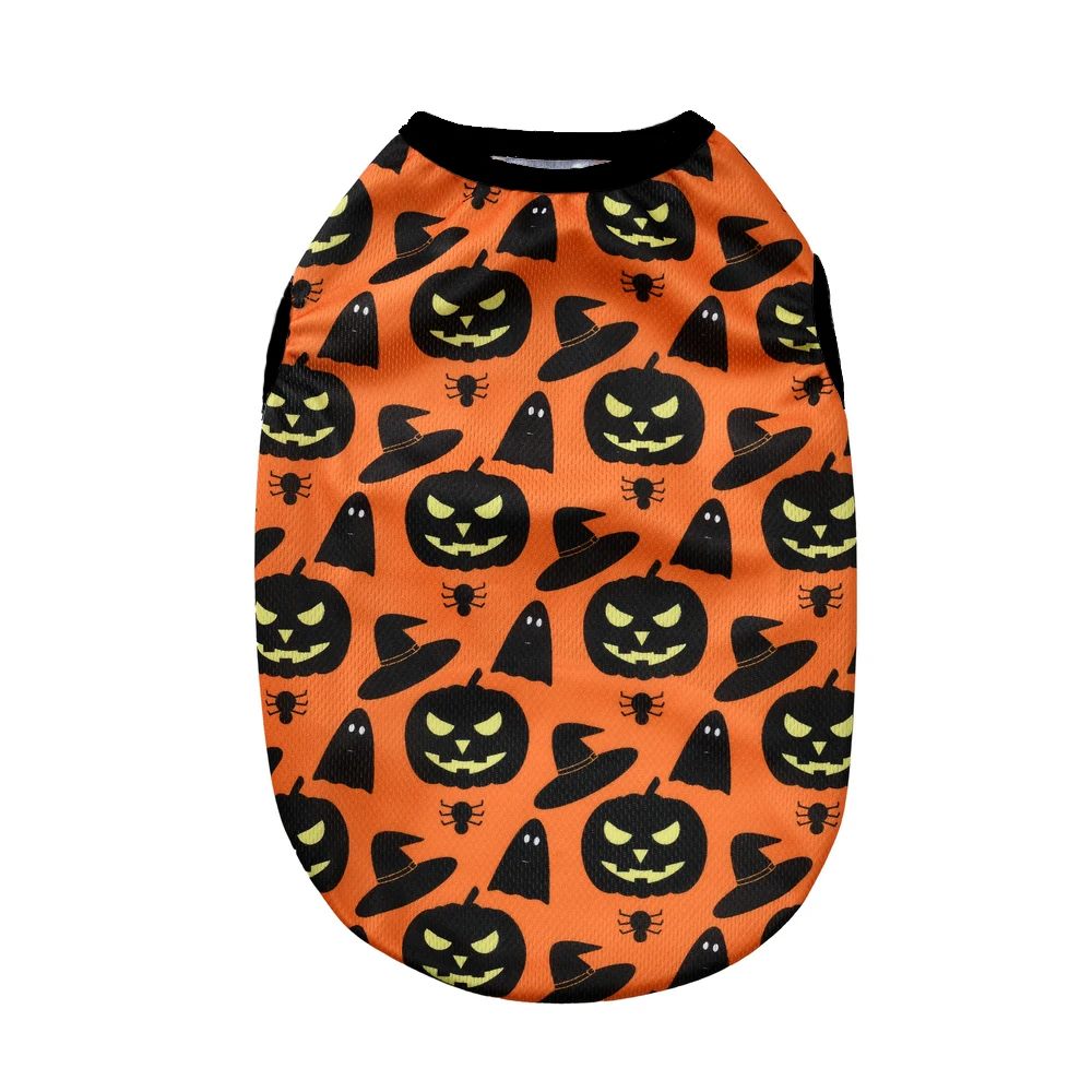 Halloween Kürbis Print Hunde kleidung für kleine mittelgroße Hunde Katzen atmungsaktive Haustier T-Shirt Chihuahua Französisch Bulldogge Welpen Kostüme – Detail 14