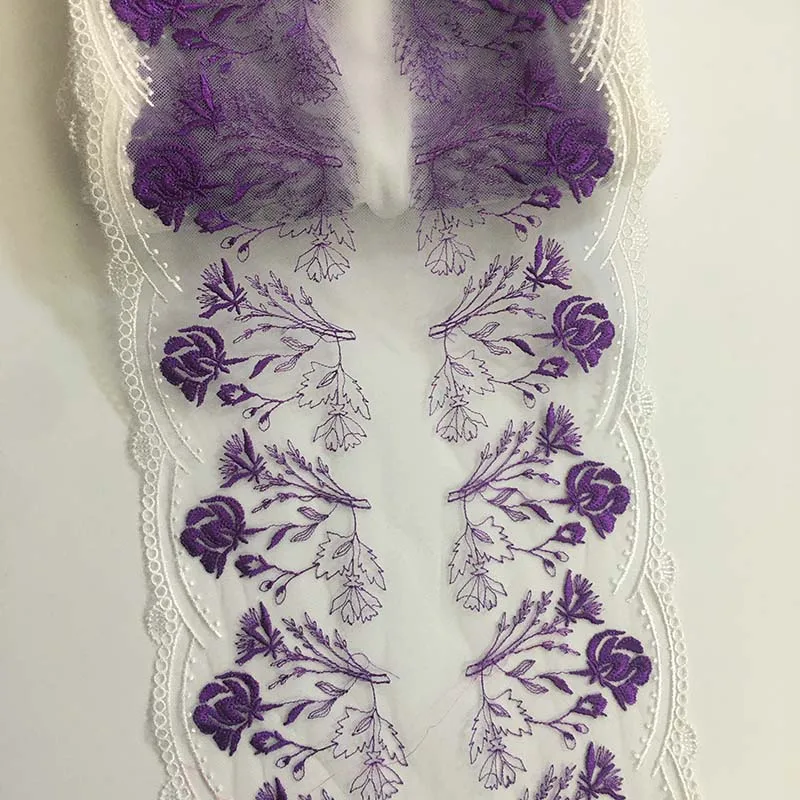 

20 ярдов/лот, двухцветная фиолетовая кружевная тесьма с цветочной вышивкой для отделки юбок, аксессуаров для одежды, платьев, шитья, аппликаций, костюмов, нижнего белья