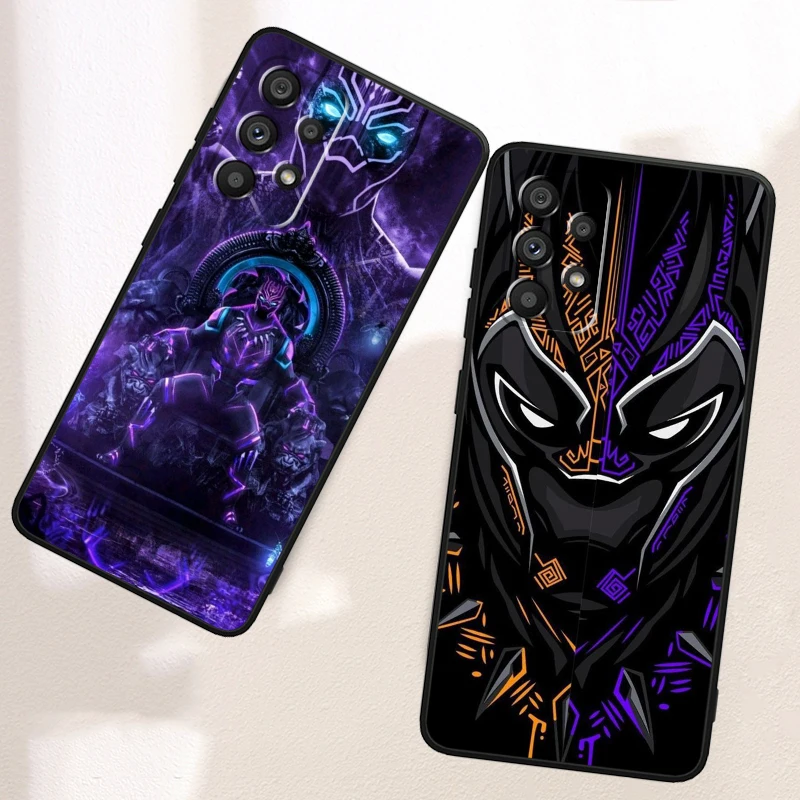 Marvel Black Panther Iron Man For Samsung A53 A52 A33 A32 A51 A71 A21S A13 A73 A55 A22 A23 A35 A72 A54 A12 5G Black Funda