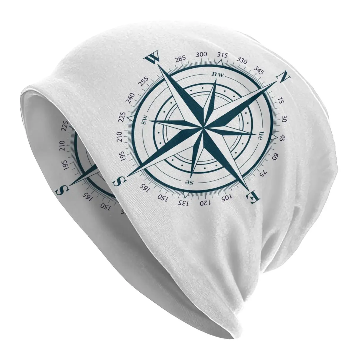 Custom Nautical Compass Bonnet Hats Street Knitting Hat For Women Men Warm Winter Anchor Boat Skullies Beanies Caps