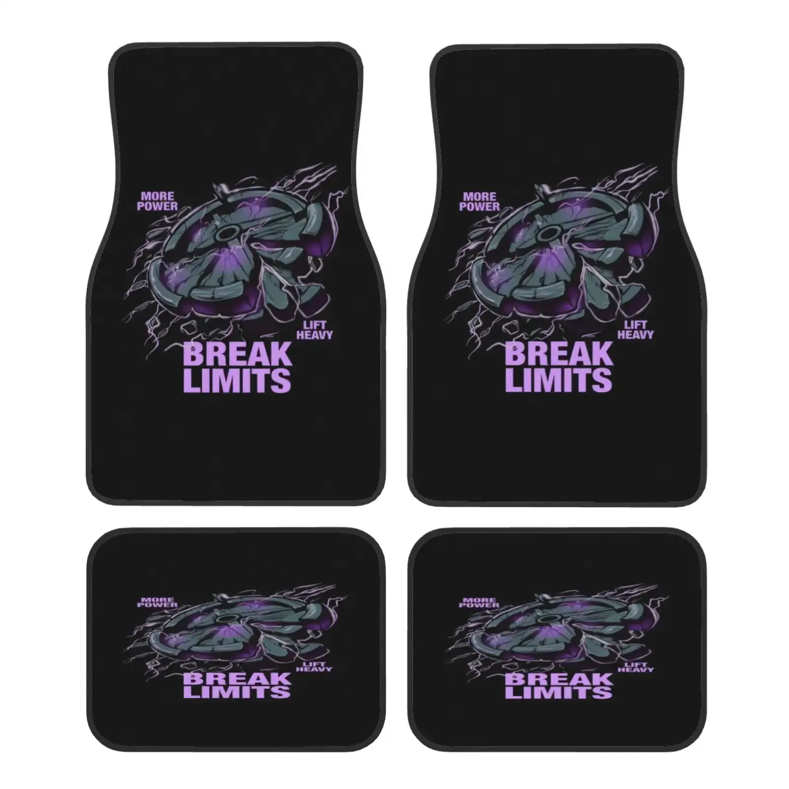 4pcs JDM Style Car Floor Mats - Purple & Design With 