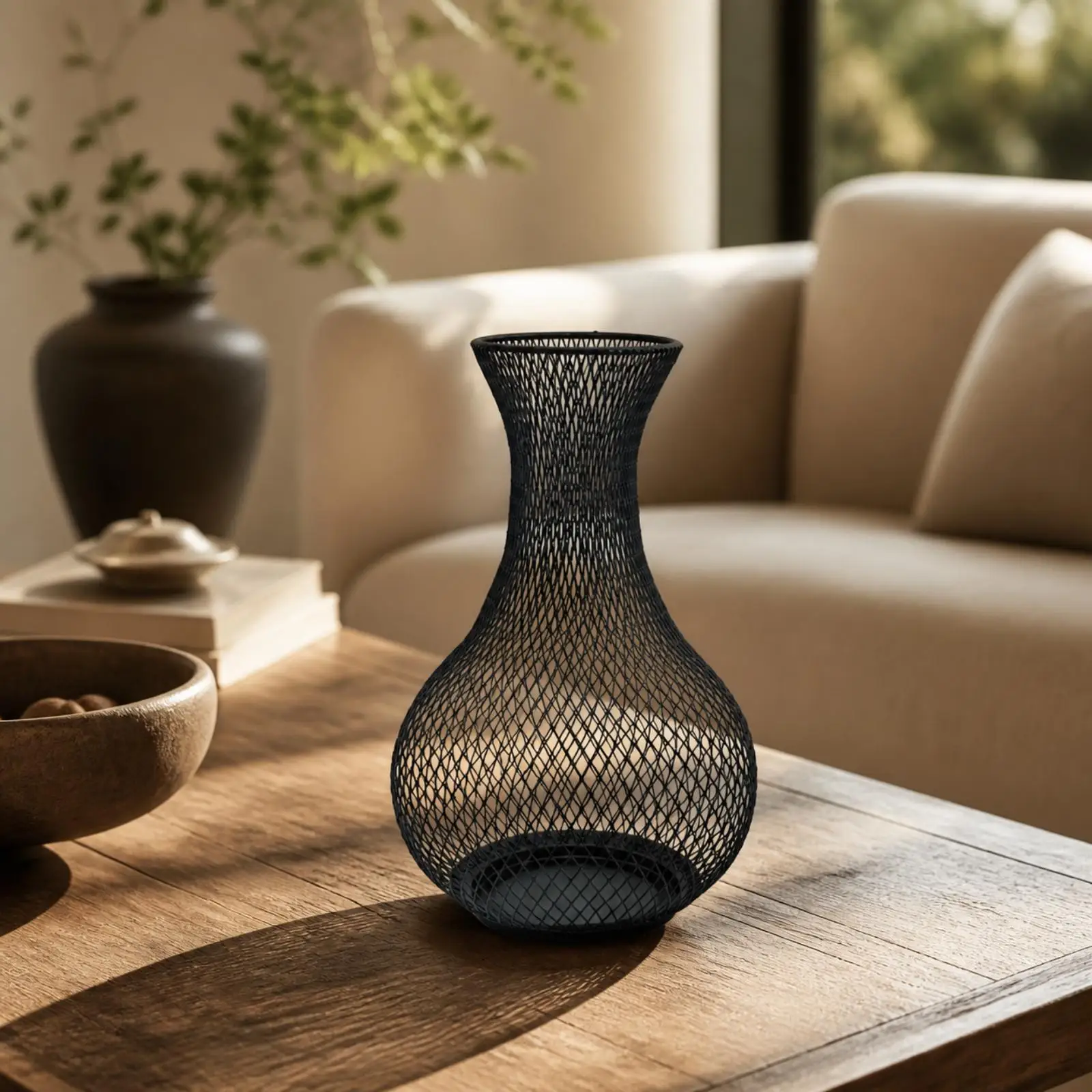 Vase Shape Iron Basket for Cork Collection with Narrow Top Opening Sturdy Build