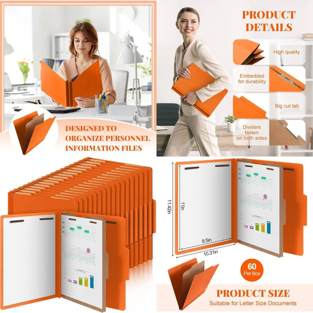 

Letter Size Classification Folders, 60-Piece Set with Dividers and Fasteners, Expanding Organizer for Teachers, Clergy, Offices,