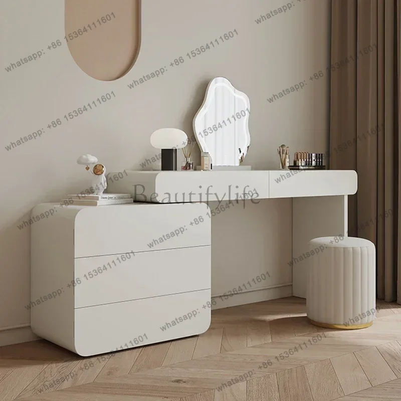 LJY Organizer Storage Wood Vanity Table Nordic Aesthetic Space Saving Dresser Makeup Drawers Luxury Storage Service Home Furnitu