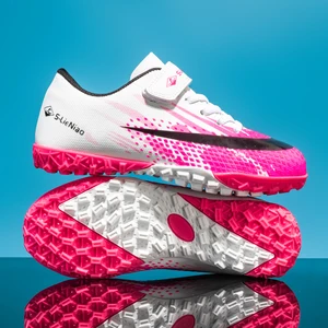 Originale rote Fußballschuhe für Jungen und Mädchen, Kinderschuhe, jugendliche Baseballstiefel, Futsal -Training, Rasenrasen, Kinder 6 Hauptverkaufssicherheitsstiefel mit Klettverschluss - №1