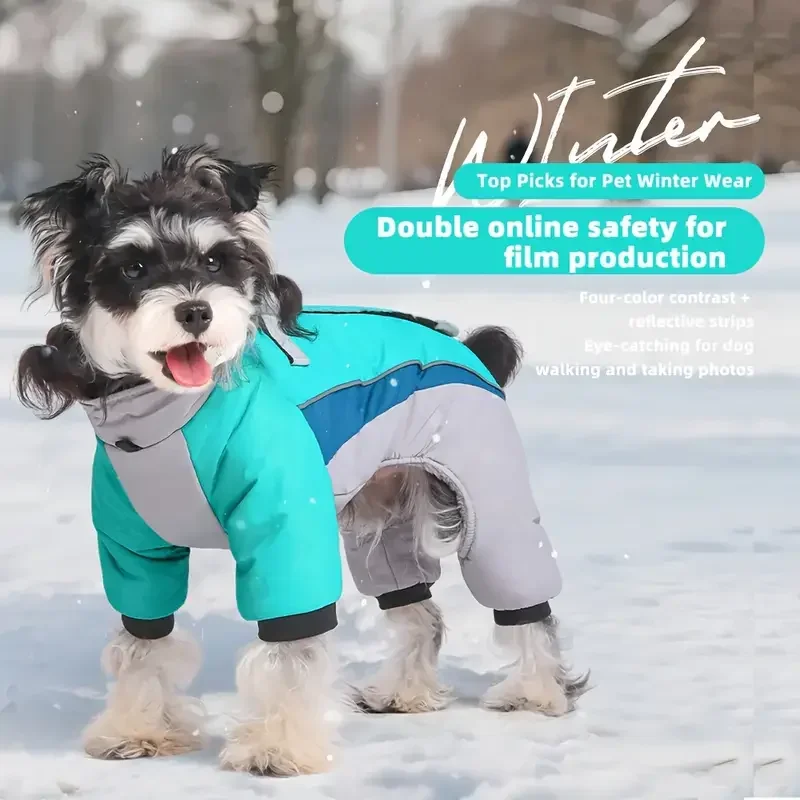 犬用コート、頑丈な冬用保温防雪ジャケット、リード用4輪ホーンアウトメタルフック付き、卸売