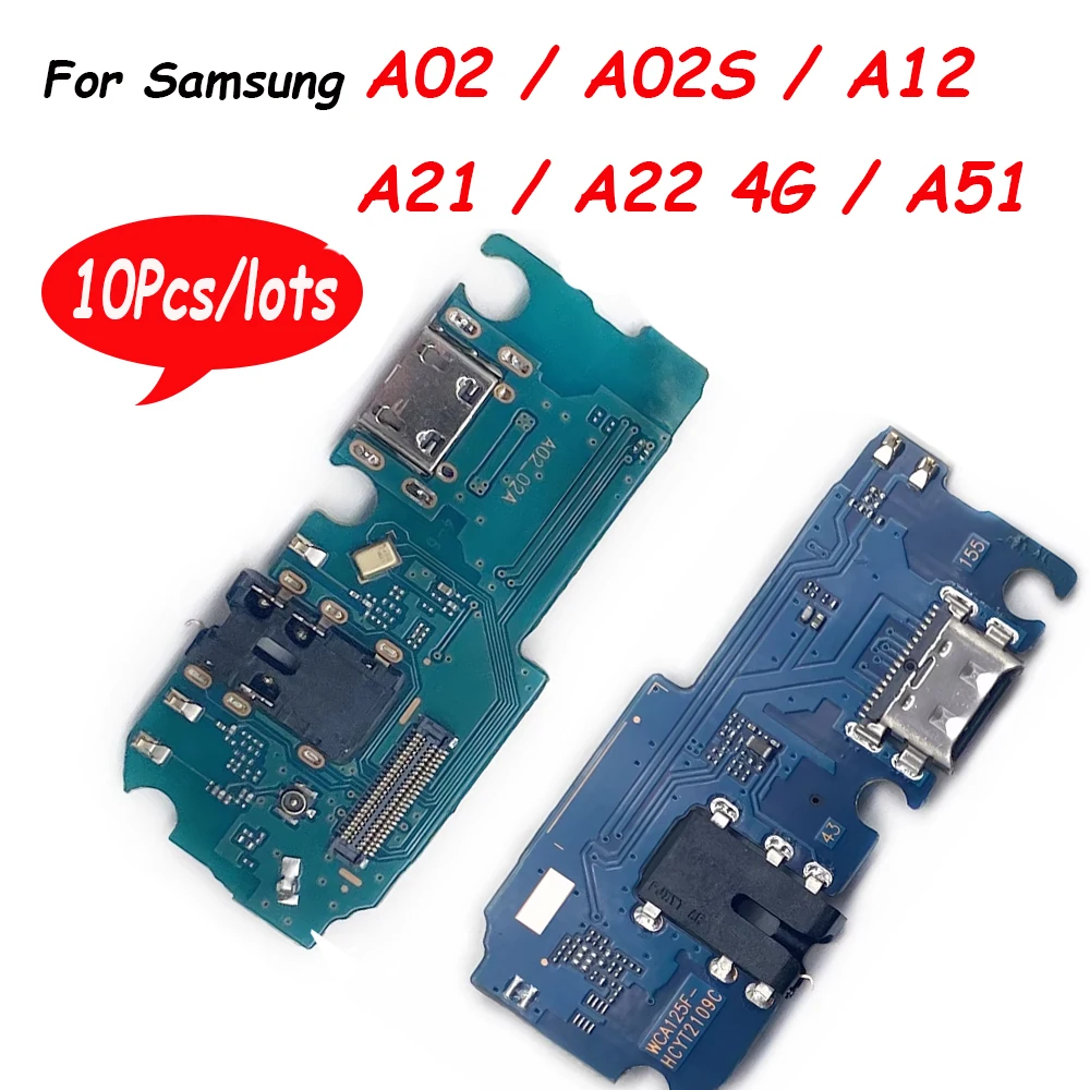 10Pcs/Lot,  For Samsung A02 A02S A12 A21 A22 A32 4G 5G USB Charger Port Dock Connector Charging Board Flex Cable WIth Microphone