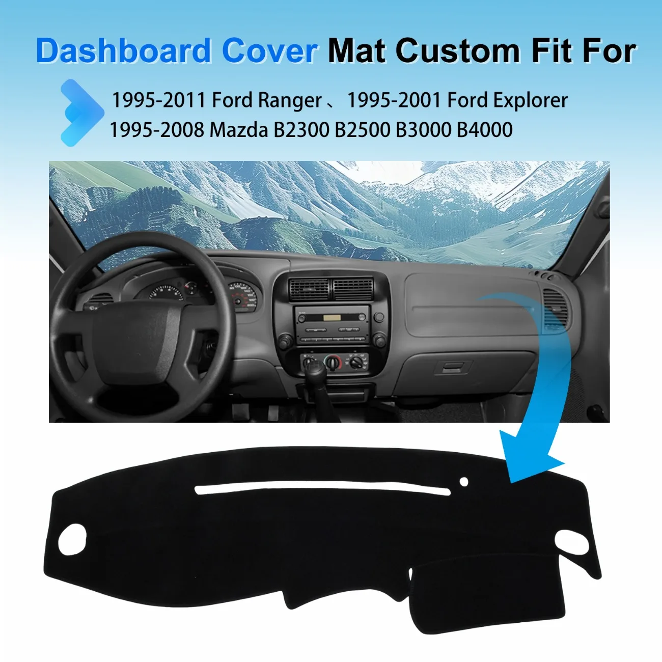 Cubierta de tablero para Ford Ranger Explorer 1995-2011, para Mazda B2300 B2500 B3000 B4000 1995-2008, protector solar interior