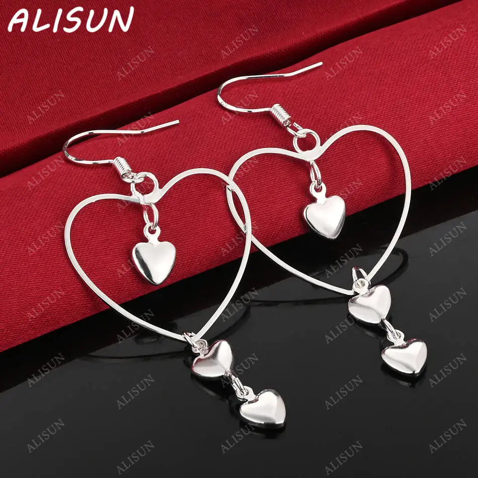 

ALISUN 925 Sterling Silver Hearts Earrings Drop Earrings Creativity Gifts Street All-match Party And Daily Wear