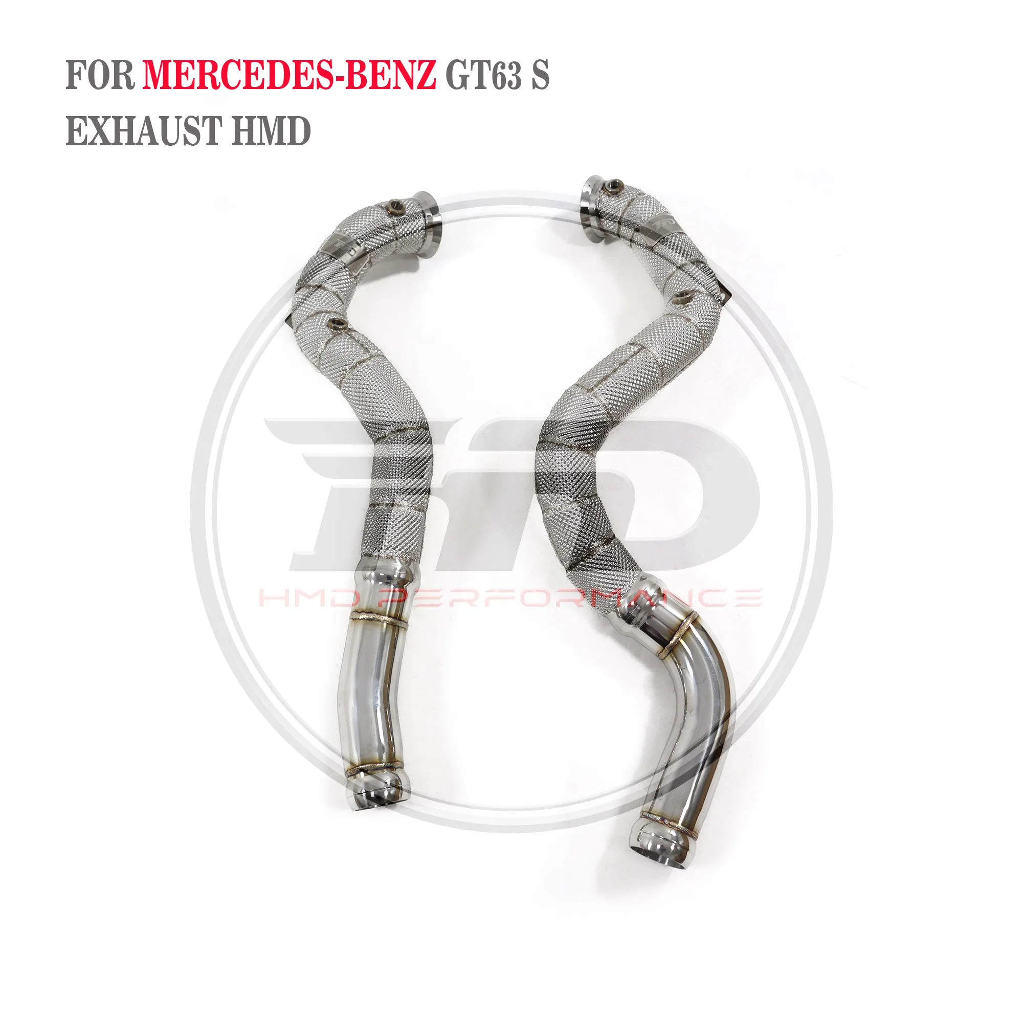 HMD Stainless Steel Exhaust System Performance Downpipe for Mercedes Benz GT63 S C190 4.0T with heat shield