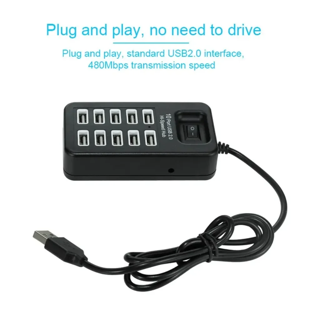 Multi-Port-USB-Hub, 4/7/10-Port-Splitter, USB 2.0-Hochgeschwindigkeitsadapter mit Ein-/Ausschalter für MacBook, PC, Laptop – Computerzubehör – Detail 4
