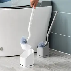 Herramientas de limpieza de baño colgantes de pared de plástico para el hogar, cepillo de inodoro, soporte de limpieza sin perforaciones