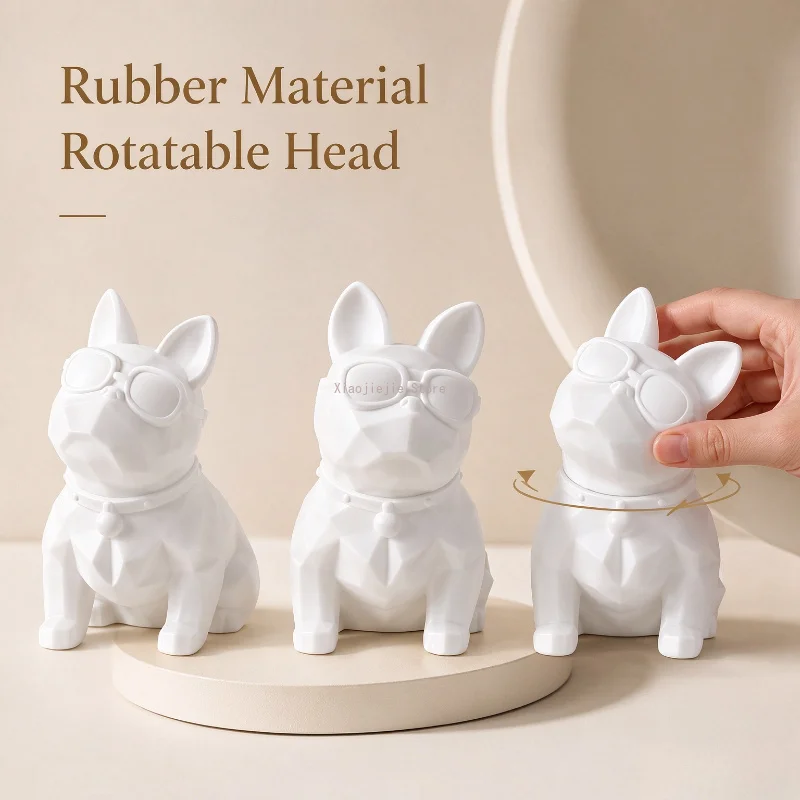 Blank White Bulldog Vinyl Figure, Unpainted Art Figurine, Custom Craft Ornament, Tabletop Home Decor Gift for Artists